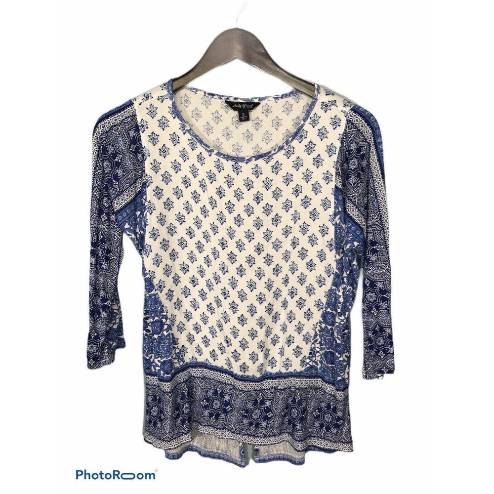 Lucky Brand Women's Top S Small Blue Multi-Color S